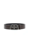 Balenciaga Men's Logo Buckle Croc Embossed Leather Belt In Brown