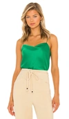 Alice And Olivia Harmon Drapey Slip Tank In Dark Green