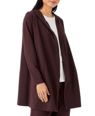 Eileen Fisher Hooded Open Front Jacket In Casis