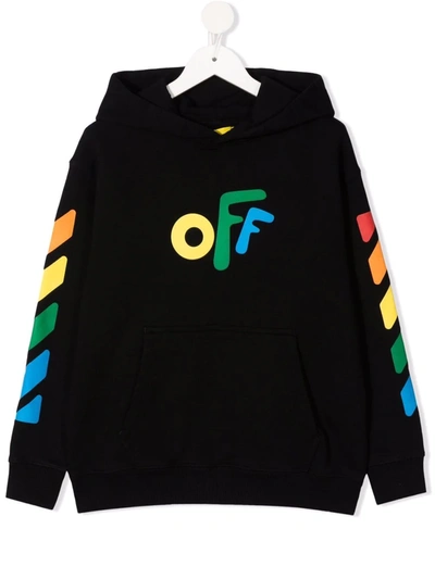 Off-white Graphic-print Cotton Hoodie In Black