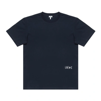 Loewe Embroidered Logo  T-shirt In Blue