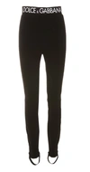 Dolce & Gabbana Dolce Elstic Waist Logo Cttn Leggings Bl In Nero