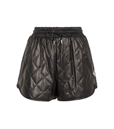 Dolce & Gabbana Embellished Quilted Leather Shorts In Black