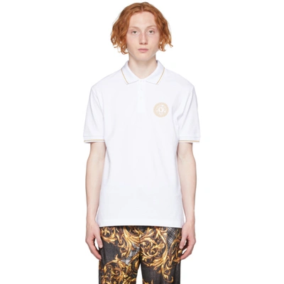 Versace Jeans Couture Logo-embroidered Cotton Polo Shirt In White