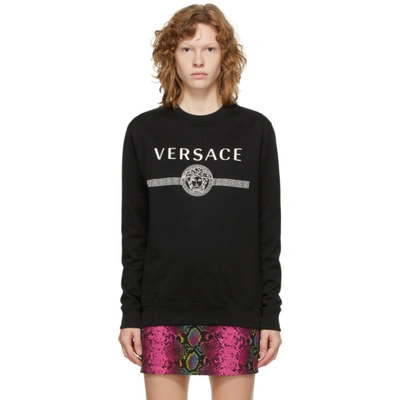 Versace Black Medusa Logo Sweatshirt In A1008 Black