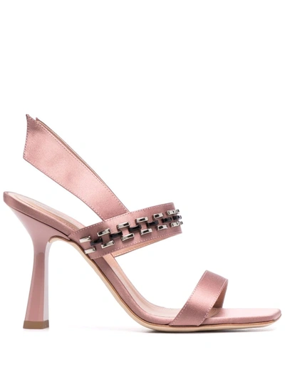Alberta Ferretti Beaded Slingback Sandals In Pink