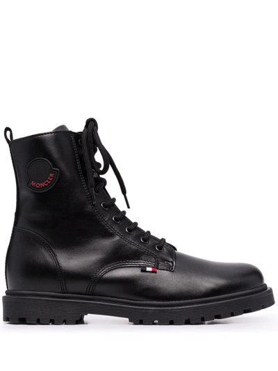 Moncler Black Boots For Kids With Logo