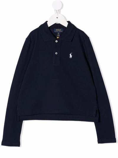 Polo Ralph Lauren Kids' Polo Poney Cotton Polo Shirt In Blue
