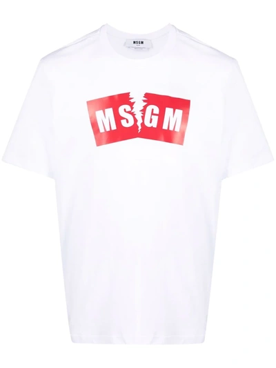 Msgm Logo Crew-neck T-shirt In White