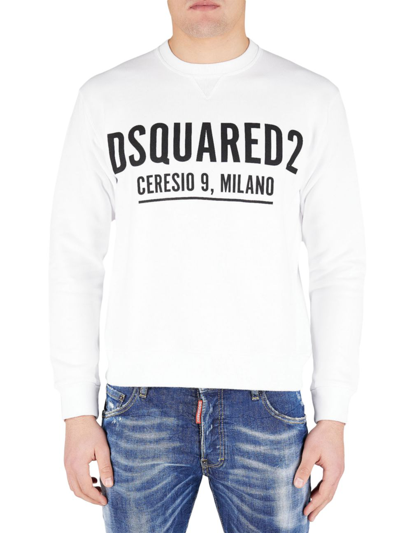 Dsquared2 Crewneck Jumper With Logo In White