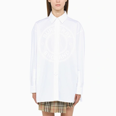 Burberry White Oversize Shirt With Logo