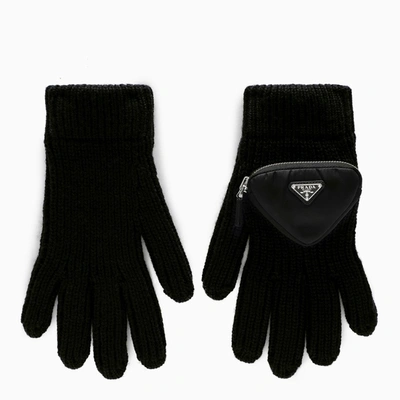 Prada Black Gloves With Applied Pocket