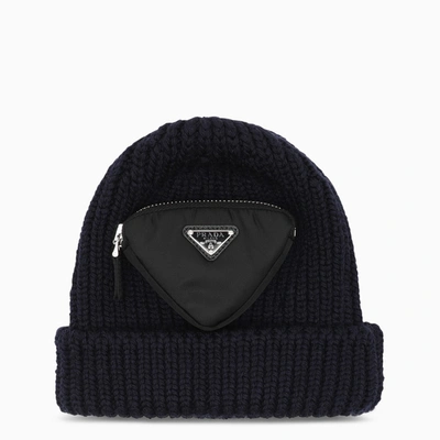 Prada Blue Cap With Applied Pocket