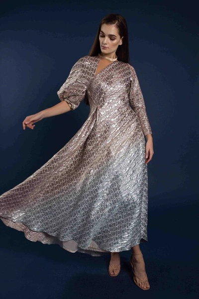 Anaya Kia Ombre Asymmetrical Draped Dress
