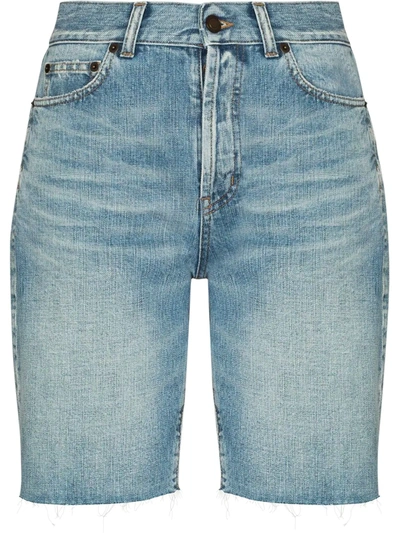 Saint Laurent Denim Bermuda Shorts In Blue