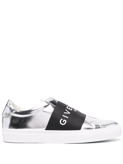 Givenchy Metallic-effect Logo-print Trainers In Silvery