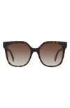 Fendi 55mm Square Sunglasses In Dark Havana Gradient Brown