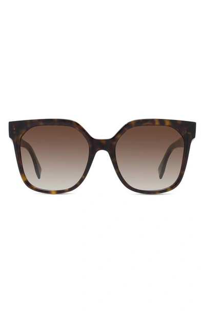 Fendi 55mm Square Sunglasses In Dark Havana Gradient Brown