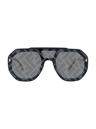 Fendi Logo Pilot Mask Sunglasses In Matte Black