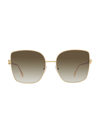 Fendi Iconic Baguette Square Metal Sunglasses In Shiny Endura Gold