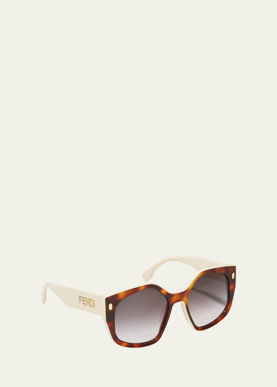 Fendi Geometric Square Acetate Sunglasses In Grey