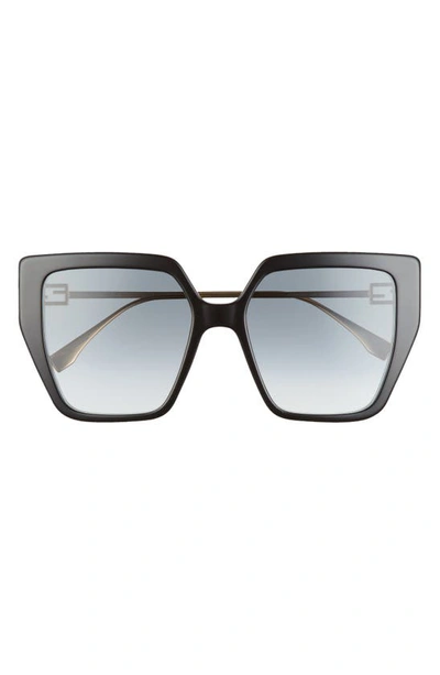 Fendi 55mm Logo Butterfly Sunglasses In Black