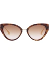 Fendi Iconic Baguette Acetate Cat-eye Sunglasses In Coloured Havana Gradient Brown
