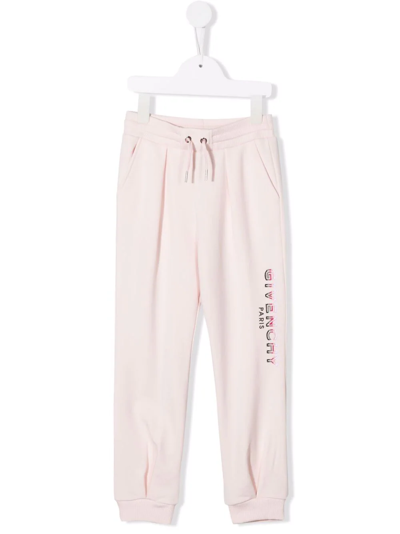 Givenchy ' Embroidered Outline Logo Cotton Blend Joggers In Pale Pink