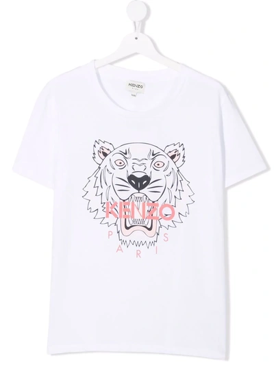 Kenzo Teen Logo-print Short-sleeve T-shirt In White
