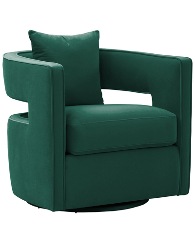 Tov Furniture Kennedy Velvet Swivel Chair In Green