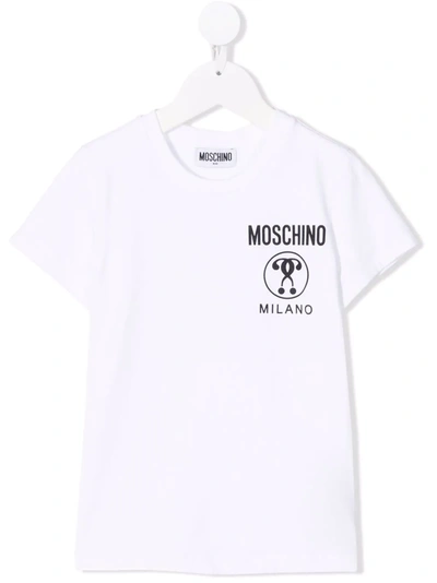 Moschino Kids' Logo-print Stretch-cotton T-shirt In White