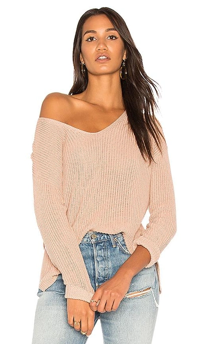 Michael Stars V Neck Pullover Sweater In Pink