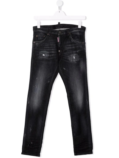 Dsquared2 Teen Skinny-cut Denim Jeans In Black