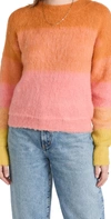 Free People Autumn Skye Ombre Fluffy Knit Sweater In Orange Multi
