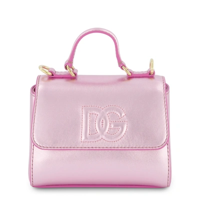 Dolce & Gabbana Kids' Pink Metallic Logo Handbag