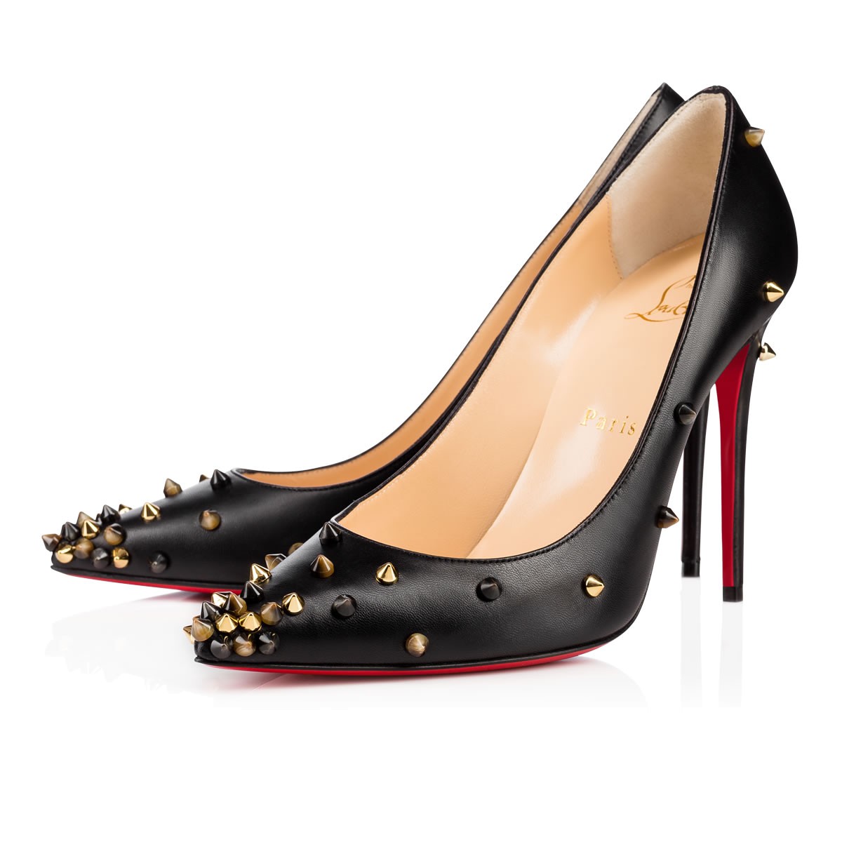 Christian Louboutin Degraspike 100 Black/popcorn Leather - Women Shoes ...