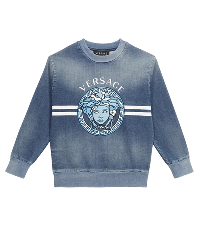 Versace Kids' Medusa Cotton-blend Sweatshirt In Blue