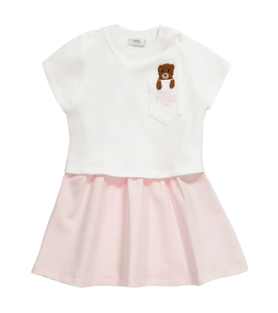 Fendi Babies' Logo-embroidered Panelled Midi Dress In Pink