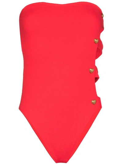 Alexandra Miro Bella Strapless One Piece Swimsuit In Red