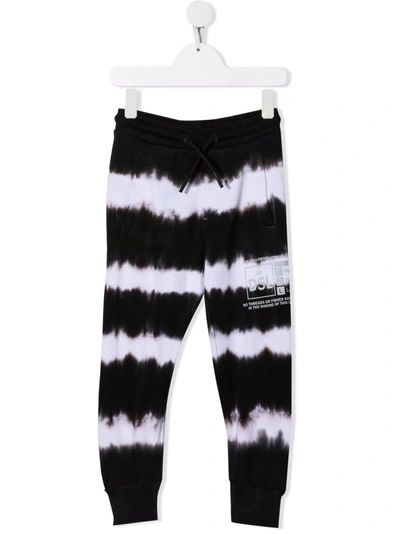 Diesel Kids' Sporty Trousers With Tie Dye Pattern In Black