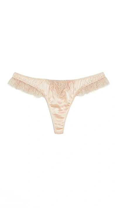 Kiki De Montparnasse Lace Inset Thong In Chamapgne