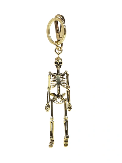 Alexander Mcqueen Skeleton Key Ring In Gold