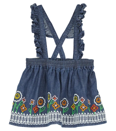 Stella Mccartney Babies' Embroidered Denim Skirt In Blue