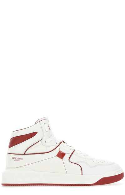 Valentino Garavani One Stud Panelled Leather High-top Trainers In White