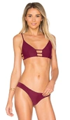 Montce Swim Cage Top In Burgundy. In Maroon