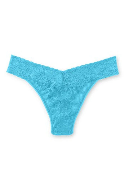 Hanky Panky Stretch Lace Traditional-rise Thong In True Blue