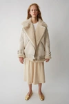 Acne Studios Ecru Shearling Velocite Suede Jacket In Ecru/ Ecru