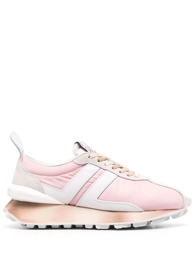 Lanvin Curb Sneakers With Contrasting Panels In Pink,white,grey,beige