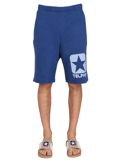 Telfar Cotton Sweat Shorts Bermuda In Blue