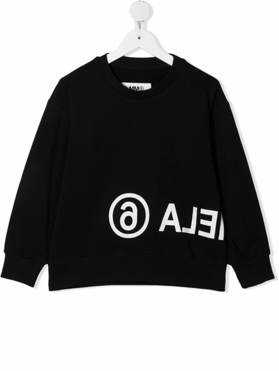 Mm6 Maison Margiela Teen Logo-print Cotton Sweatshirt In Nero